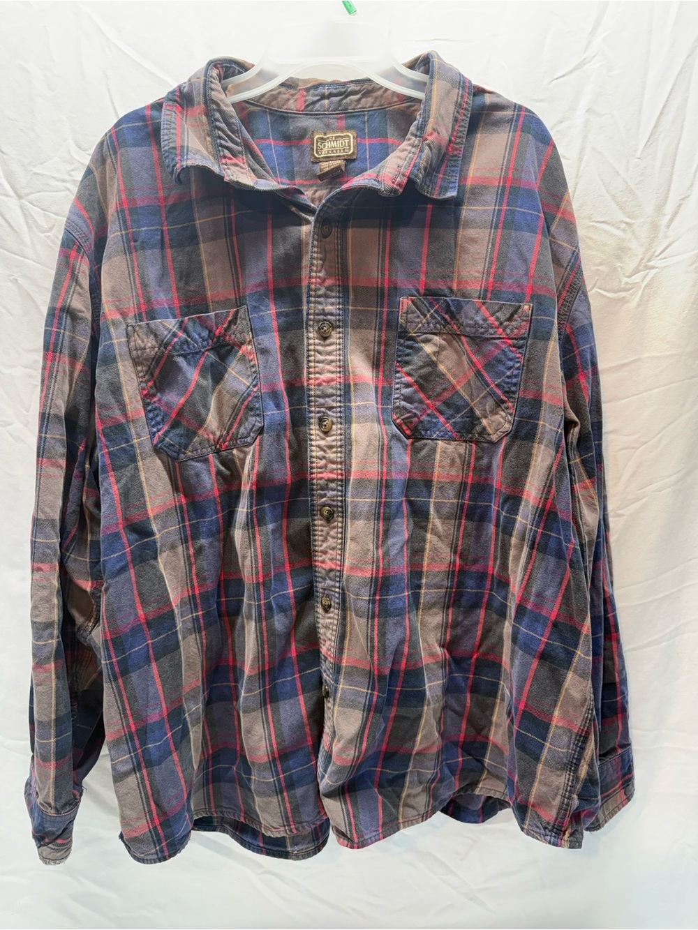 C.E. Schmidt Workwear Flannel Shirt 3X Plaid Distressed Grunge Cotton